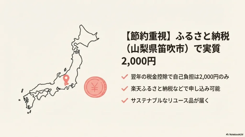 山梨県笛吹市のふるさと納税で自己負担額が実質2,000円になる仕組み
