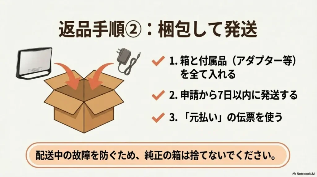 Amazonでの購入は開封後に返品すると50%しか返金されないリスクがあることの注意喚起