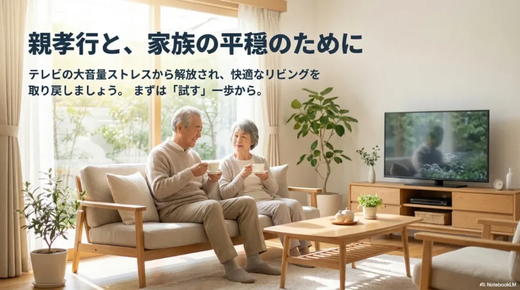 テレビの大音量ストレスから解放された快適なリビング