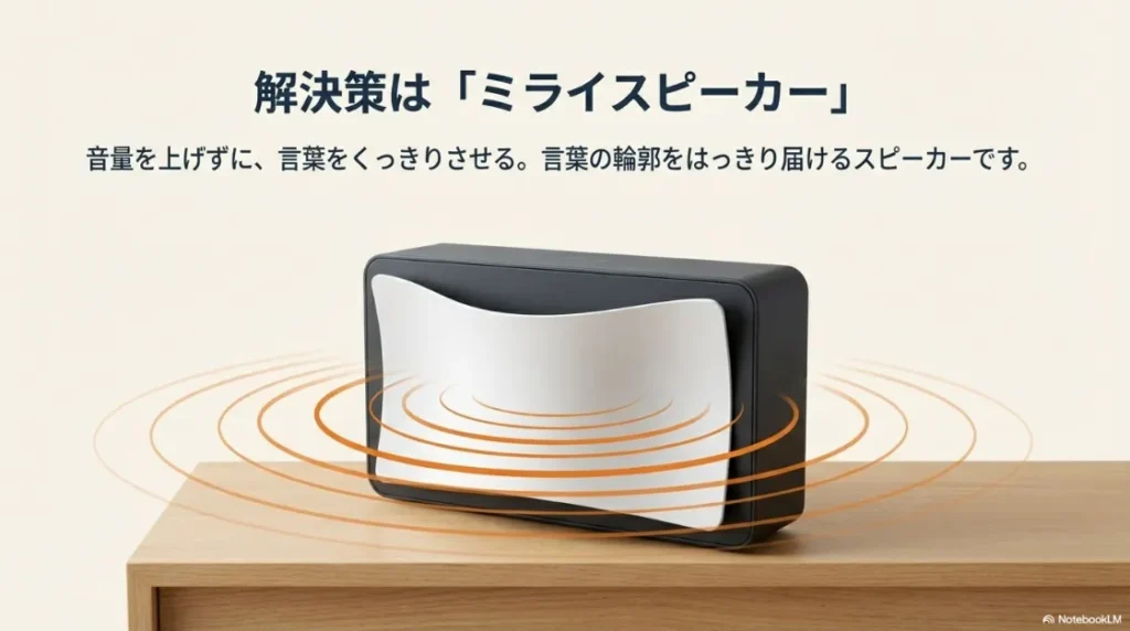 解決策としてのミライスピーカー:音を上げずに言葉をくっきり
