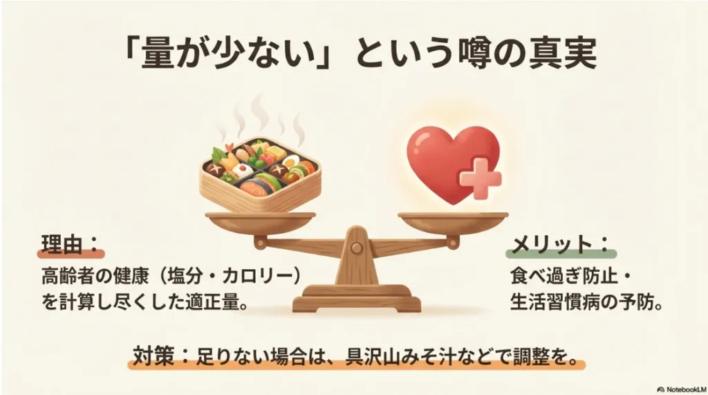 ワタミの宅食の量が少ないという噂の真実。高齢者の健康（塩分・カロリー）を計算した適正量である理由と対策